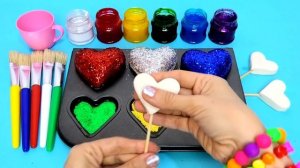 How To Make Frozen Paint with Glitter Rainbow Play Doh Hearts