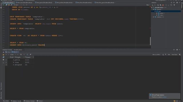 MYSQL 04 TEMPTABLE, VIEW, variables смотреть онлайн