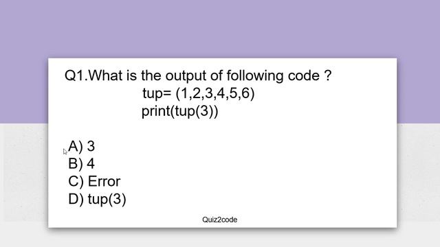 Python: MCQs on Tuples смотреть онлайн
