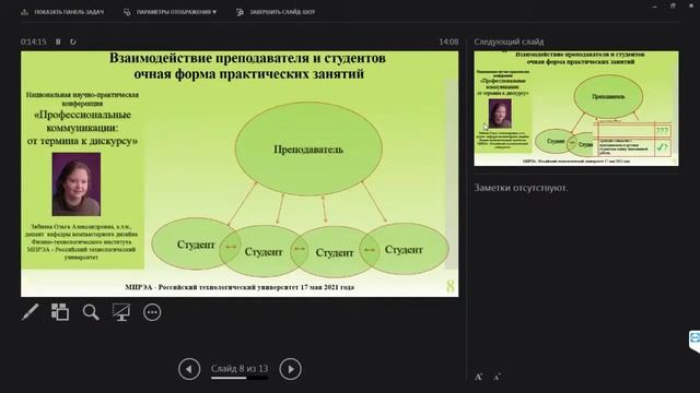 Доклад, Зябнева О.А., 17 мая 2021 г. смотреть онлайн