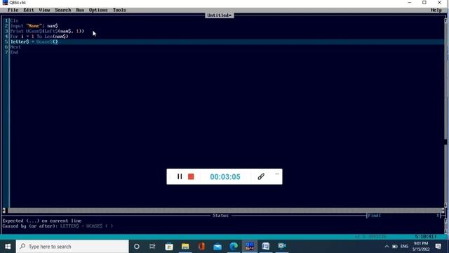 First letter of words in sentence in QBASIC смотреть онлайн