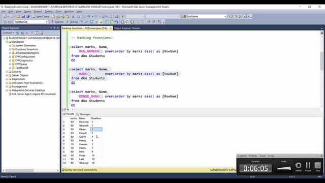 RANKING functions with OVER clause in SQL Server 2012 смотреть онлайн
