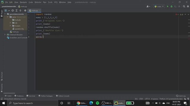 WRITE A PYTHON PROGRAM TO SHUFFLE THE ELEMENTS. USE random.shuffle() смотреть онлайн