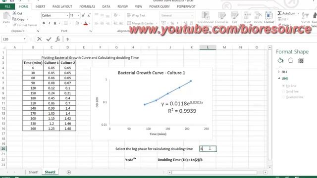 Calculating Bacterial Doubling Time in Excel смотреть онлайн