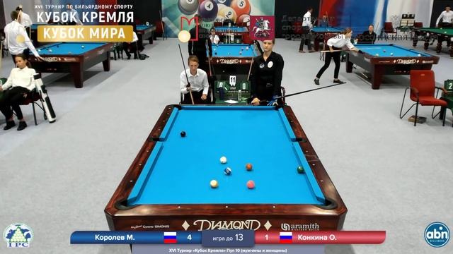 М. Королев - О. Конкина. XVI Кубок Кремля 10-ball 2022. 24 августа. Kremlin Cup 2022 смотреть онлайн