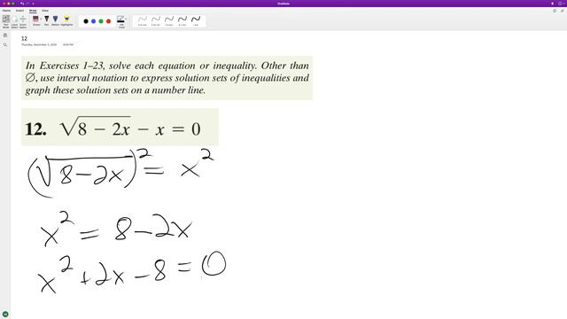 sqrt(8 - 2x) - x = 0 solve for x смотреть онлайн