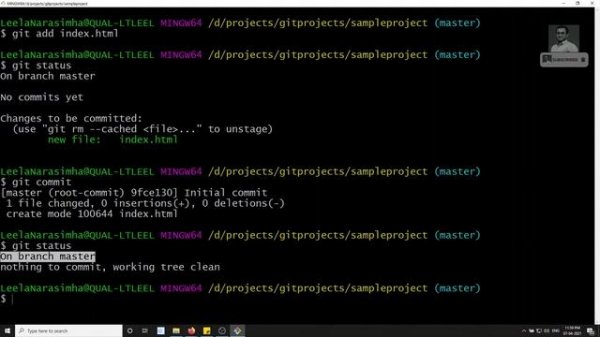 7. Add and commit file into the GIT staging area and repository area in the GIT Project - GIT