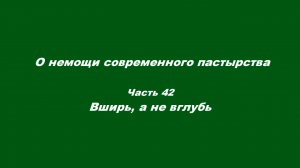 О немощи современного пастырства. Часть 42. Вширь, а не вглубь