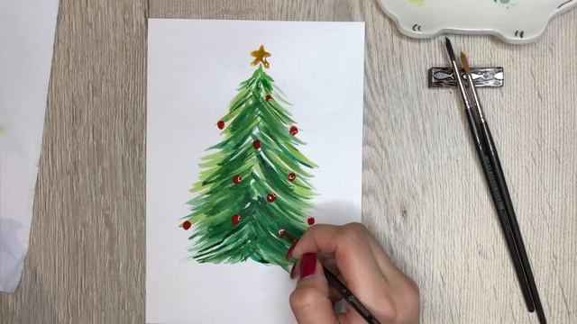 Учимся рисовать Елочку акварелью. Скетчинг для начинающих. День второй. смотреть онлайн