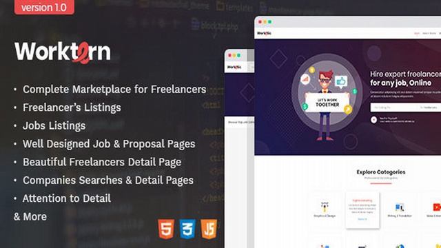 Worktern - Marketplace For The Freelancers | Themeforest Website Templates and Themes смотреть онлайн