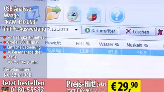 Newgen Medicals USB-Analyse-Waage "KAW-410 USB" mit PC-Auswertung смотреть онлайн