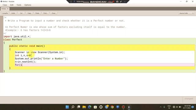Blue J || Blue Java Codes || Write a program to input a number and check whther it is perfect numbe смотреть онлайн