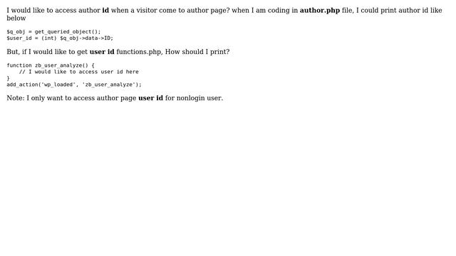 Wordpress: Author Page User id in functions.php for non login user смотреть онлайн