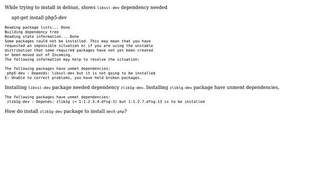 Unix & Linux: Debian 7.0 failed to install package php5-dev (3 Solutions!!) смотреть онлайн