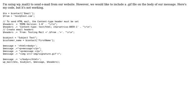 Wordpress: Wordpress wp_mail() how to add a .GIF смотреть онлайн