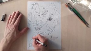 Уроки рисования для детей 6-7 лет. Рисуем акварелью и гелевой ручкой. Грачи прилетели.