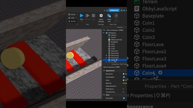 Создаем игру в Roblox - Побег. Этап 1: Добавляем монетки и их сбор для полосы препятствий смотреть онлайн