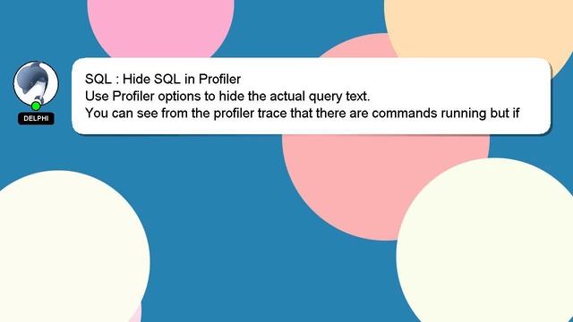SQL : Hide SQL in Profiler смотреть онлайн