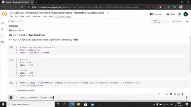 One Sample Two-Tailed Hypothesis Testing | Z-Test Using Python | Statistics For Data Science смотреть онлайн