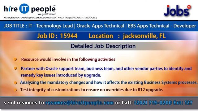 Developer Jobs | EBS Apps Jobs | Oracle Apps Jobs | Jacksonville, FL смотреть онлайн