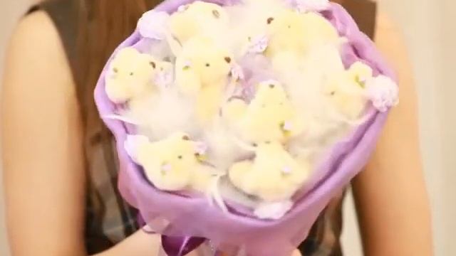 Букет из игрушек, сиреневый, 9 мишек (арт:М0003-Сиреневый) смотреть онлайн
