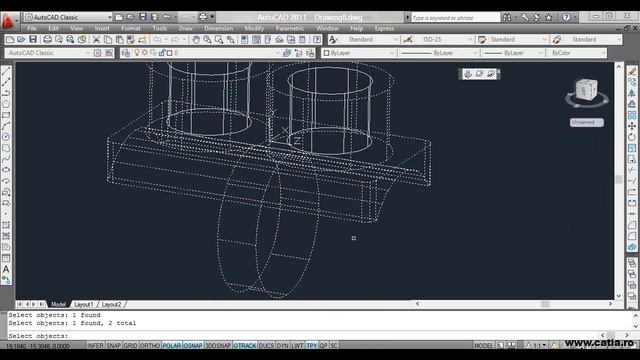 How to create a 3D model of a part using AutoCAD 2011 part 2 смотреть онлайн
