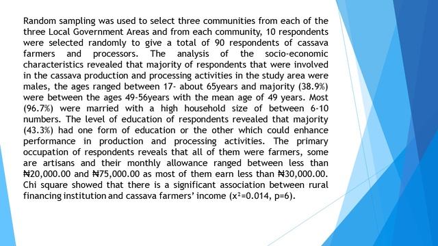 Effects of Community Financing Institutions on Cassava Farmers Income in Oyo State, NigeriaCRAS 201 смотреть онлайн