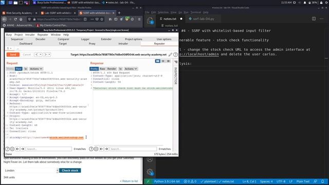 SSRF - Lab #4 SSRF with whitelist-based input filter | Short Version смотреть онлайн