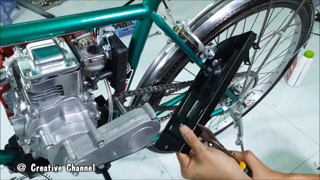 Build a Motorized Bike at home - v2 - Using 4-Stroke 49cc Engine - Tutorial смотреть онлайн