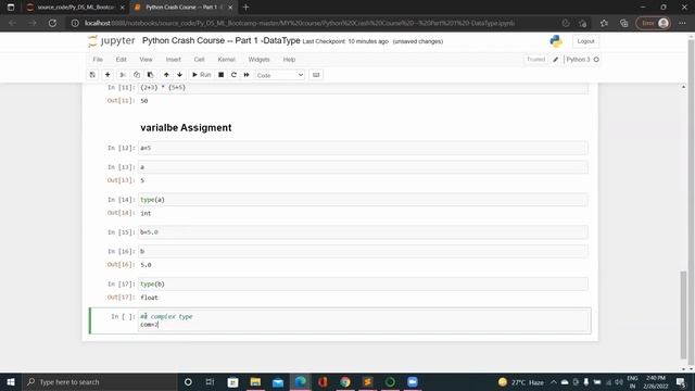 Python Crash Course : part 1 : Numaeric DataType in python : type conversion : boolean DataType смотреть онлайн