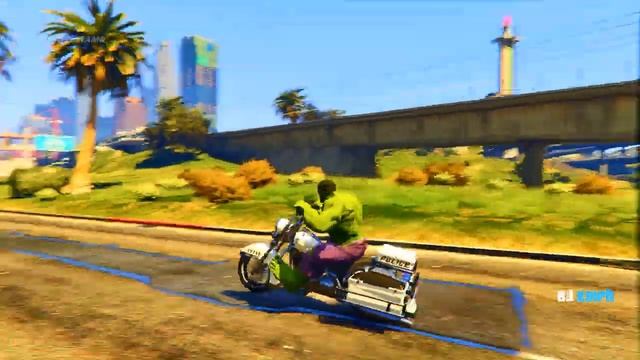 GTA 5 HULK Drives A Police Motorcycle # City Police !- GTA V Mods