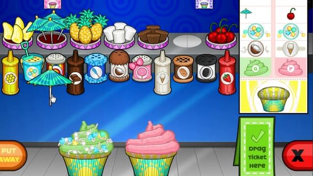 Papa's Cupcakeria - All Summer Luau Toppings Unlocked (Rank 28, Day 50) смотреть онлайн