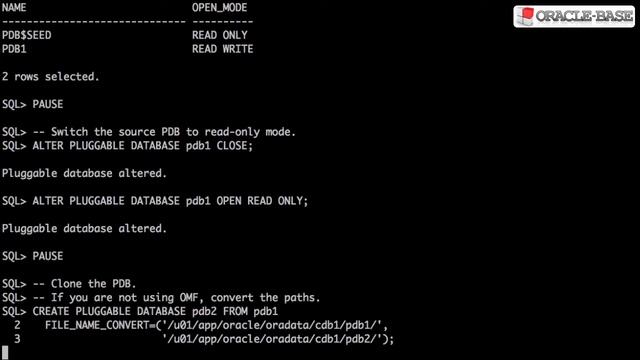 Multitenant : Clone a Local Pluggable Database (PDB) смотреть онлайн