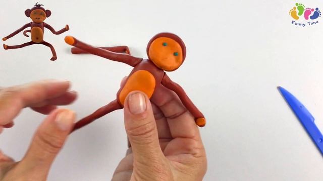 Как легко слепить из пластилина ОБЕЗЬЯНУ. Развивающее видео для детей. смотреть онлайн