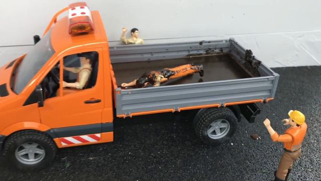 BRUDER toy TRUCKS  Funny Dixi Toilet Desaster  Bruder Sprinter  BRUDER Crane Truck for Kids