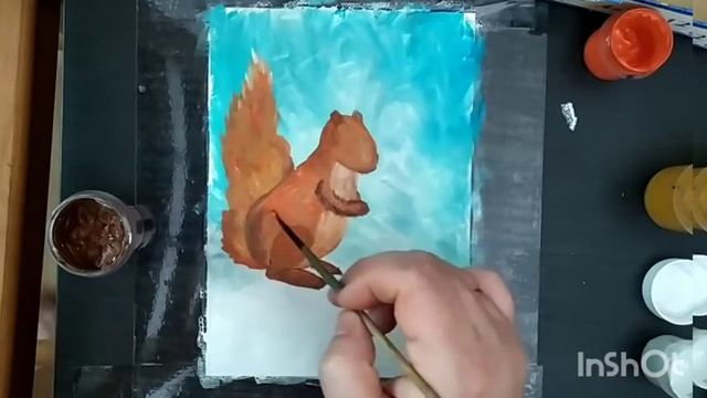 Белочка гуашью. смотреть онлайн