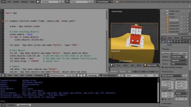 Blender Python Script Study - Camera change from command line смотреть онлайн
