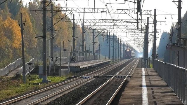 ЭП2К-154 со скорым поездом Кисловодск — Санкт-Петербург следует через о.п. Георгиевская смотреть онлайн