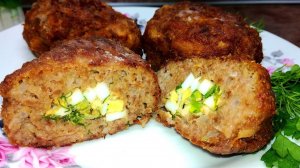 Мясные зразы с луком и яйцом. Котлеты с начинкой. Вкусный ужин для всей семьи.