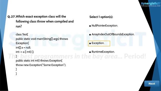FREE Java Test - Part 5 | SynergisticIT смотреть онлайн