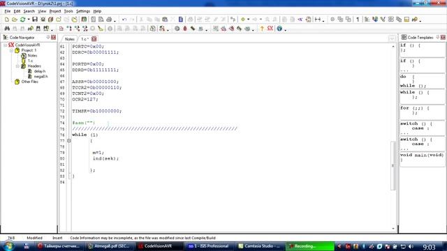 CodevisionAVR пишем часы (урок 6) смотреть онлайн