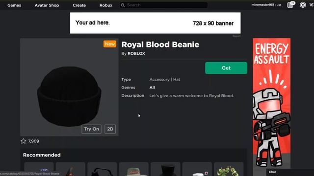 КАК ПОЛУЧИТЬ ВЕЩЬ ''ROYAL BLOOD BEANIE'' В ИВЕНТЕ РОБЛОКС! смотреть онлайн