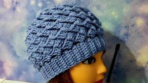 ШАПОЧКА КРЮЧКОМ УЗОРОМ 3д. Видео для начинающих.