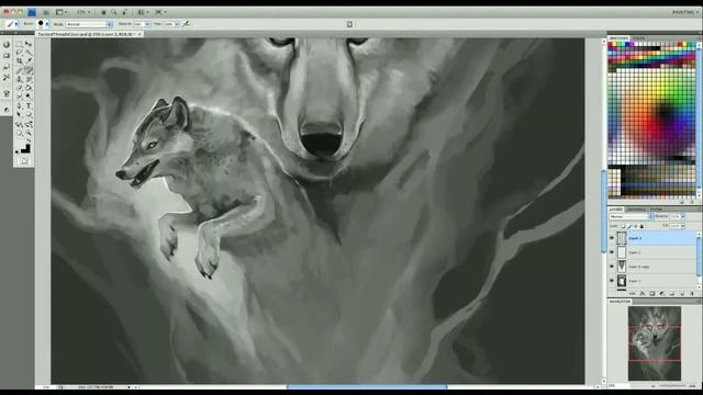 Digital Art Painting - Fantasy Art - How To Paint A Wolf Spirit - Timelapse Part 2 смотреть онлайн