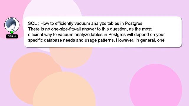 SQL : How to efficiently vacuum analyze tables in Postgres смотреть онлайн