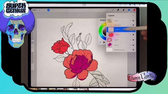 Flower tattoo design with procreate and ipad tutorial - Damon Conklin Seattle Tattoo Artist смотреть онлайн