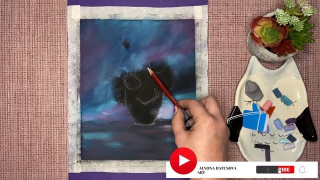 Hydrangea art / Drawing process soft pastels // Гортензия / Сухая пастель на наждачке смотреть онлайн