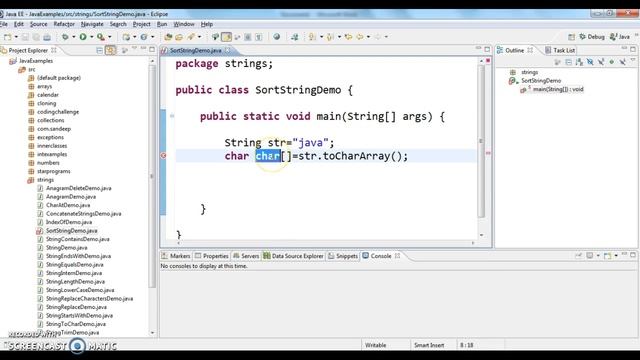 Write a java program to sort characters in String in java? смотреть онлайн