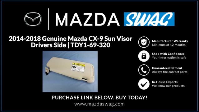 2010-2015 Mazda CX-9 Front Left Driver's Sun Visor Gray Genuine OEM | TDY1-69-320 смотреть онлайн