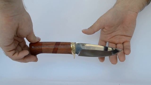 Нож "Стриж" из нержавеющей стали 95Х18. Рукоять дерево падук бубинго латунь смотреть онлайн